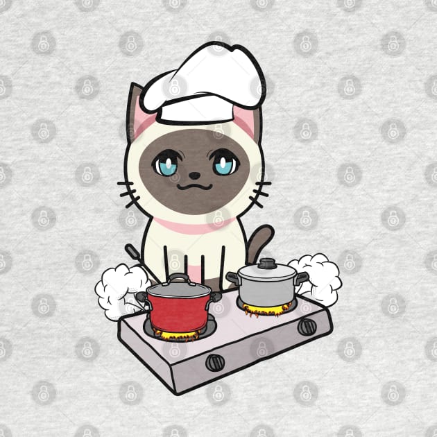 Cute Siamese cat is cooking by Pet Station